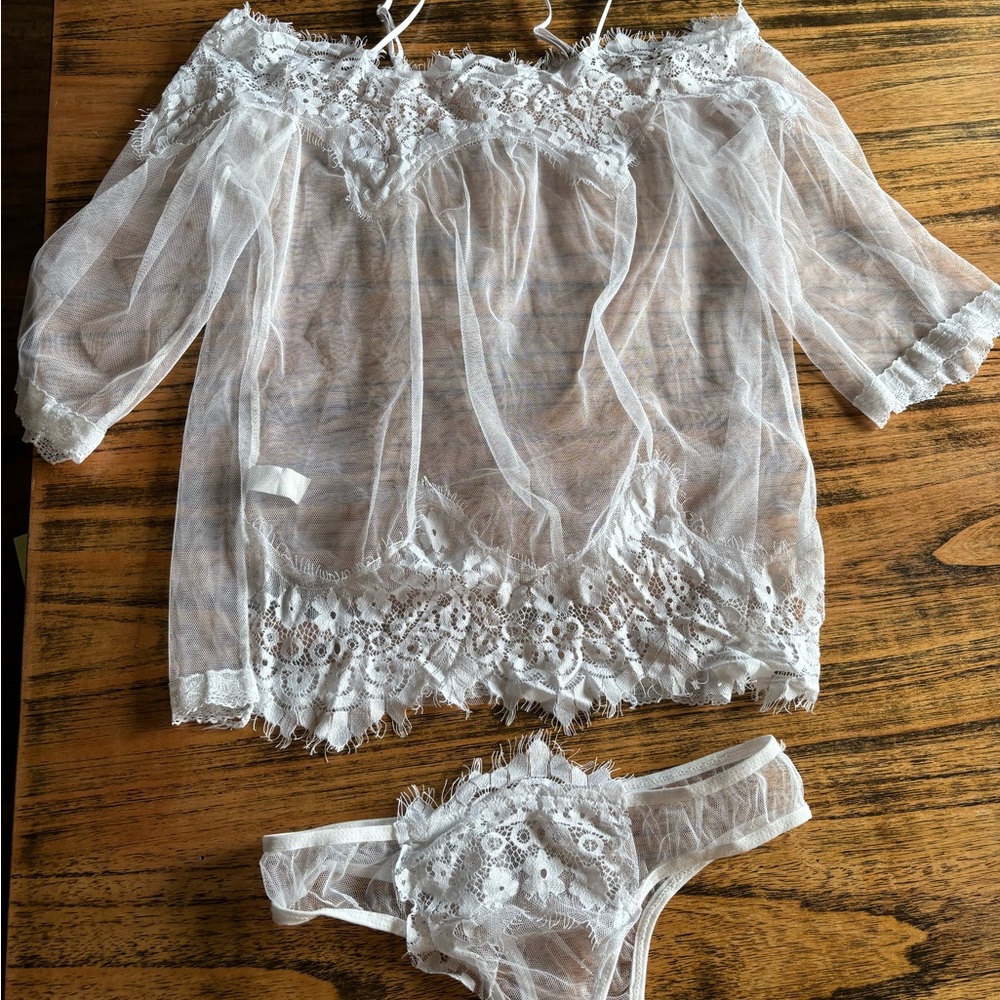 Elegant White Lace Women Intimates Set